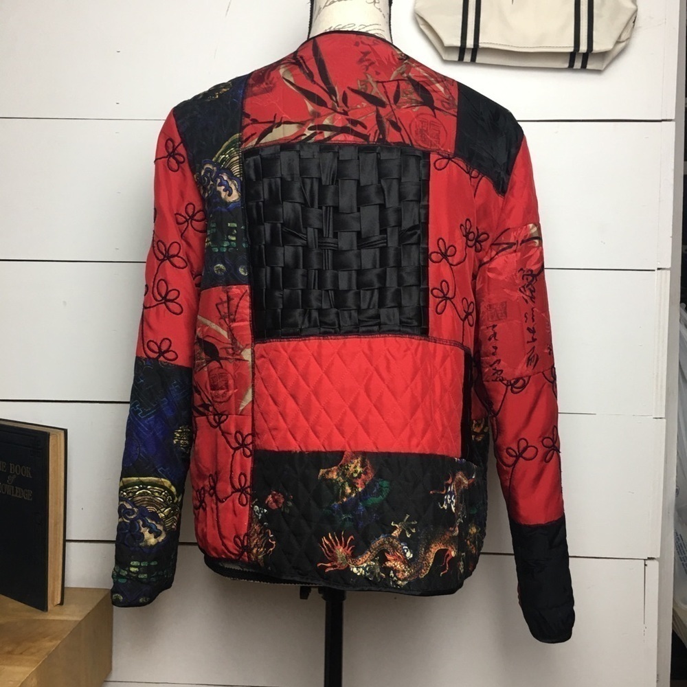 90s Chico’s Design Silk Patchwork Jacket |Texture… - image 4